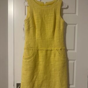 Calvin Klein Yellow Textured Sleeveless Shift Dress sheath tweed